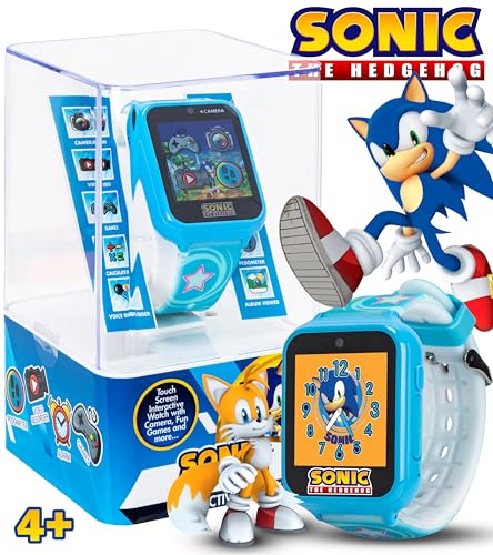 Accutime Kids SEGA Sonic The Hedgehog Blue Educational Touchscreen Smart Watch Toy for Boys, Girls, Toddlers - Selfie Cam, Learning Games, Alarm, Calculator, Pedometer (Model: SNC4133AZ)
