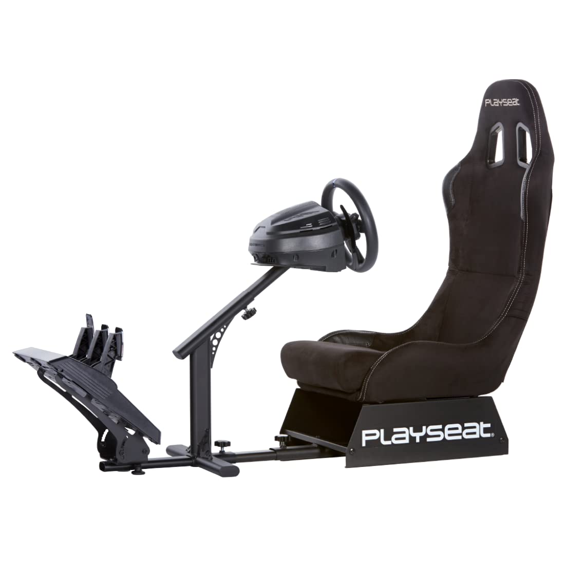 Playseat Evolution Sim Racing Cockpit | Comfortable & Adjustable | Compatible with All Steering Wheels & Pedals on The Market | Supports PC & Console | Racing Suede Edition