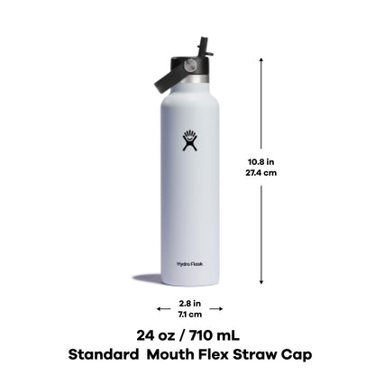 Hydro Flask Water Bottle - Insulated Stainless Steel - Straw Lid, Non Spill, Leakproof 24 Oz Indigo Blue