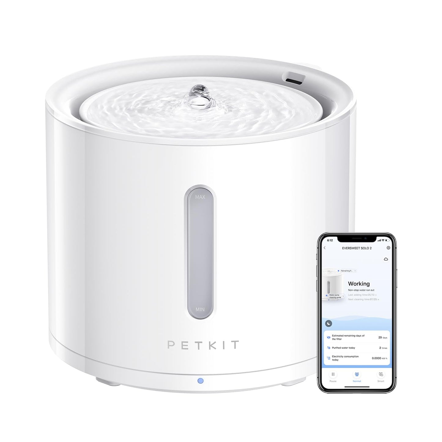 PETKIT EVERSWEET Solo 2 Cat Water Fountain with Wireless Pump, Ultra Quiet 70oz/2L Pet Water Fountain for Cats and Dogs Inside, 3 Working Modes, Visualization Window, App Control