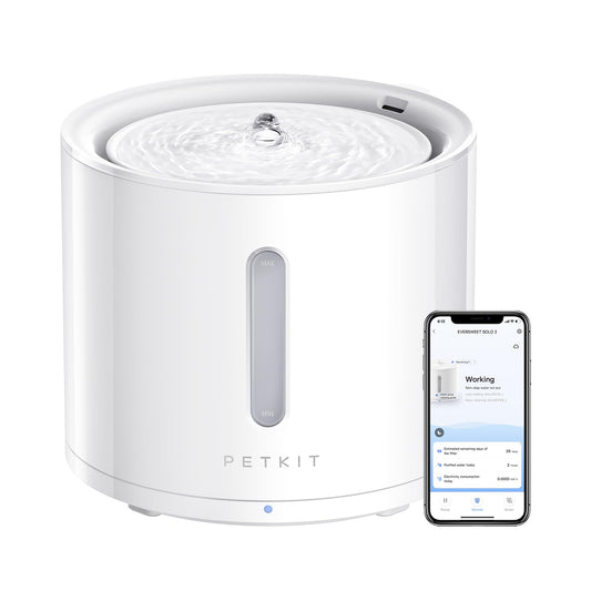 PETKIT EVERSWEET Solo 2 Cat Water Fountain with Wireless Pump, Ultra Quiet 70oz/2L Pet Water Fountain for Cats and Dogs Inside, 3 Working Modes, Visualization Window, App Control