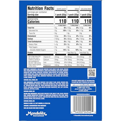 Nabisco Sweet Treats Cookie Variety Pack OREO, OREO Golden & CHIPS AHOY!, School Snacks, 30 Snack Packs (2 Cookies Per Pack)