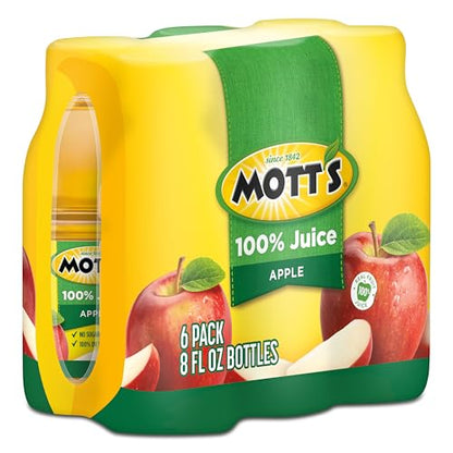 Mott's 100% Original Apple Juice, 8 Fl Oz Bottles, 24 Count (4 Packs Of 6), 2 Servings Of Fruit, 100% Fruit Juice, Gluten-free, Caffeine-free, Kosher, Contains No Artificial Colors Or Sweeteners