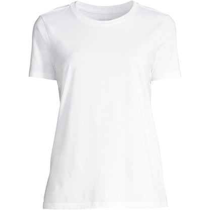 Lands' End Womens Short Sleeve Relaxed Supima Cotton Crew Neck T Shirt White Petite Large