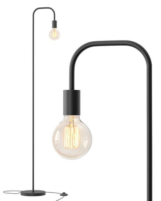 Oneach 63.75" Industrial LED Floor Lamp for Living Room Bedroom Reading Office Metal Minimalist Standing Lamp Tall Pole Lamps Office Black(Bulb not Included)