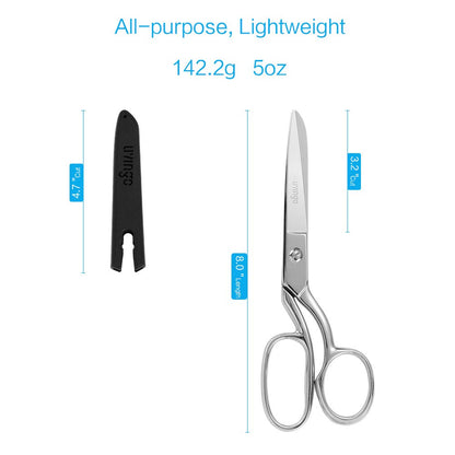 LIVINGO 8" Professional Heavy Duty Tailor Fabric Scissors, Dressmaker Sewing Classic Stainless Steel Ultra Sharp Forged Shears, Bent