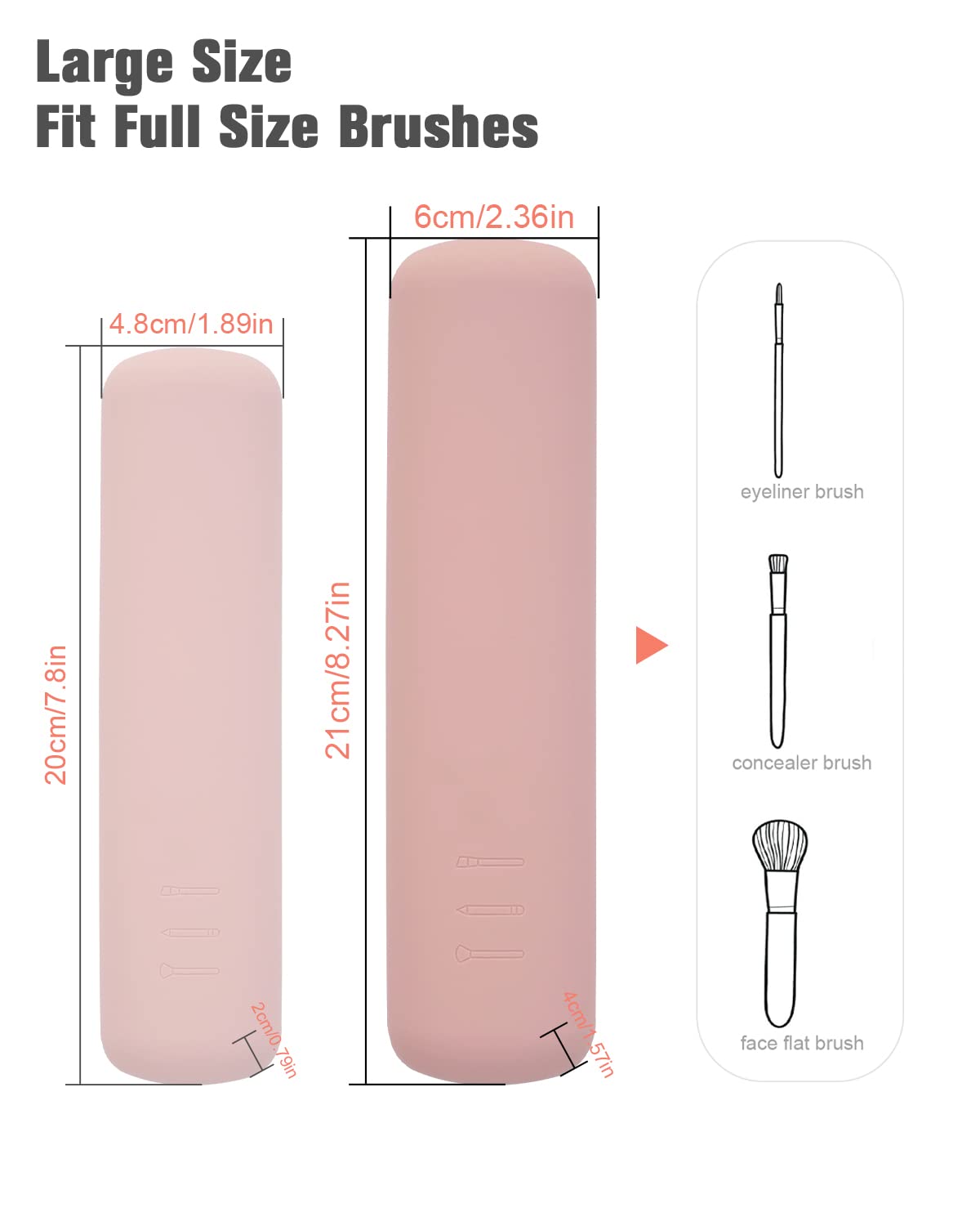 FERYES Large Travel Makeup Brush Holder, Magnetic Anti-fall Out Silicon Portable Cosmetic Face Brushes Holder, Soft and Sleek Makeup Tools Organizer for Travel- (8.27 * 2.36 * 1.57)