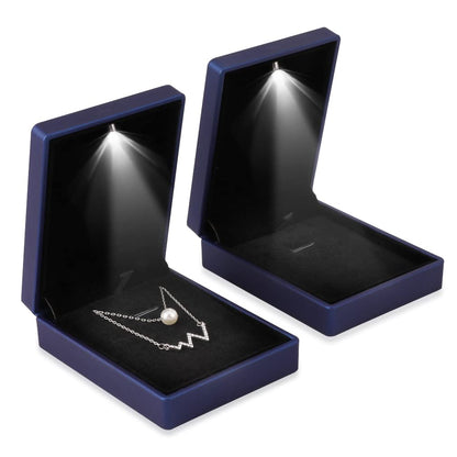 iSuperb LED Light Pendant Box Blue Necklace Display Case Jewelry Gift Box for Friend Girlfriend Mom Grandmother Wife Women