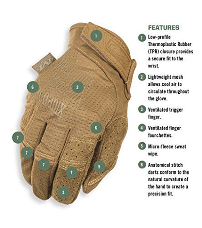 Mechanix Wear Specialty Vent Tactical Gloves - Ventilated Precision Fit High-Dexterity Field Work Gloves - Touchscreen Compatible & Machine Washable - Large - Coyote Tan