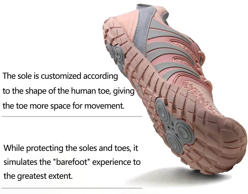 Oranginer Women Barefoot Running Minimalist Walking Shoe Gym Yoga Treadmill Workout Wide Toe Box Five Finger Shoe Gym Treadmill Sneaker Pink Size 8.5