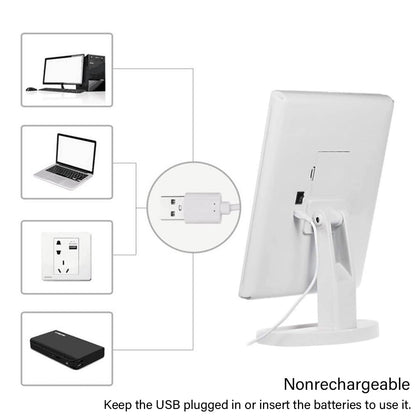 KOOKIN Lighted Vanity Makeup Mirror 16 Led Lights 180 Degree Rotation Lighted Mirror Touch Screen Adjusted Brightness Desk Mirrors USB Dual Supply Bathroom Beauty Cosmetic Mirrors (White)