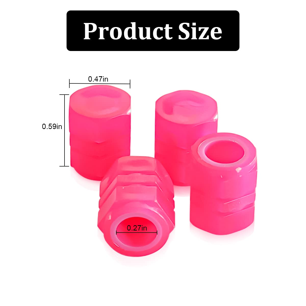12PCS Fluorescent Car Tire Valve Stem Caps, Auto Corrosion Resistant Wheel Valve Cover, Luminous Illuminated Glow in The Dark, Car Decor Accessories Universal for SUV, Trucks, Car (Pink)