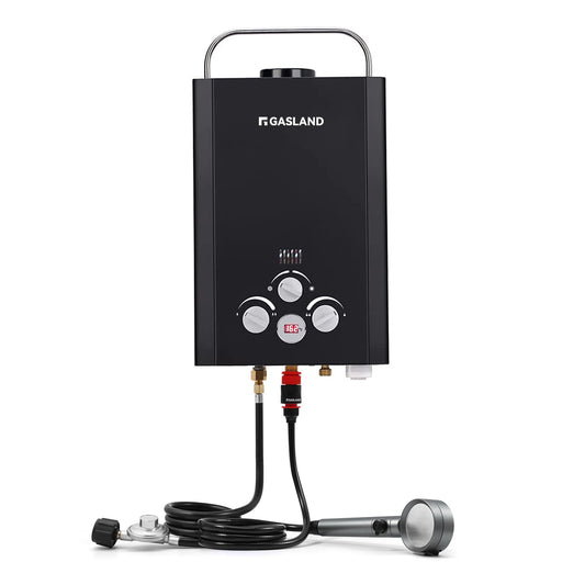 GASLAND Outdoors BE158B 1.58GPM 6L Portable Gas Water Heater, Instant Propane Heater, Overheating Protection, Easy to Install, Use for RV, Cabin, Barn, Camping, Boat, Black