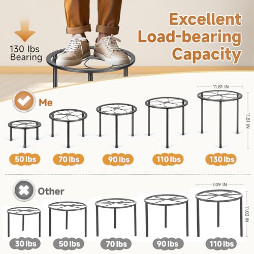 Amaoot 5 Pack Metal Plant Stand, Anti-Rust Iron Plant Stands for Indoor and Outdoor, Heavy Duty Flower Pot Stands for Multiple Plant, Black Potted Plant Holder for Garden Home (5 Pack Black)