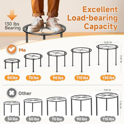 Amaoot 5 Pack Metal Plant Stand, Anti-Rust Iron Plant Stands for Indoor and Outdoor, Heavy Duty Flower Pot Stands for Multiple Plant, Black Potted Plant Holder for Garden Home (5 Pack Black)