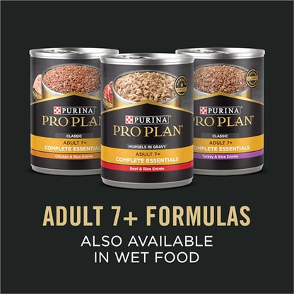 Purina Pro Plan Adult 7 Plus Complete Essentials Shredded Blend Beef and Rice Formula High Protein Dog Food for Senior Dogs - 34 lb. Bag