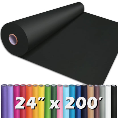 PerkHomy 24" x 2,400" (200') Black Kraft Paper Roll for Craft Bulletin Board Paper Art Table Covering Crafting Gift Wrapping Bouquet Packing Parcel 80GSM 55LB (Black, 24" x 200')