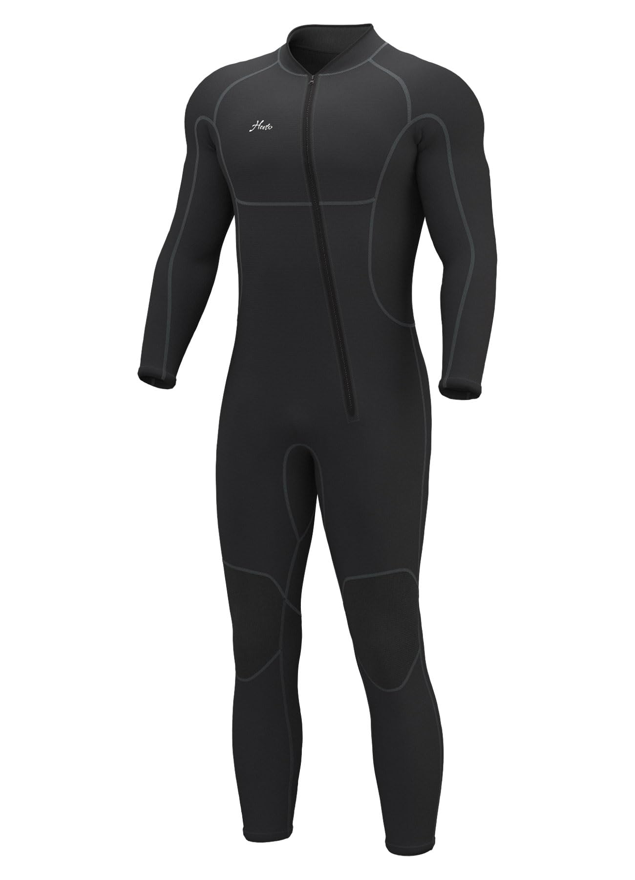 Hevto Men Wetsuit 3/2mm Neoprene Front Zip Full Wet Suit in Cold Water for Surfing Swimming SUP Snorkeling Diving (M2-Black, LS)