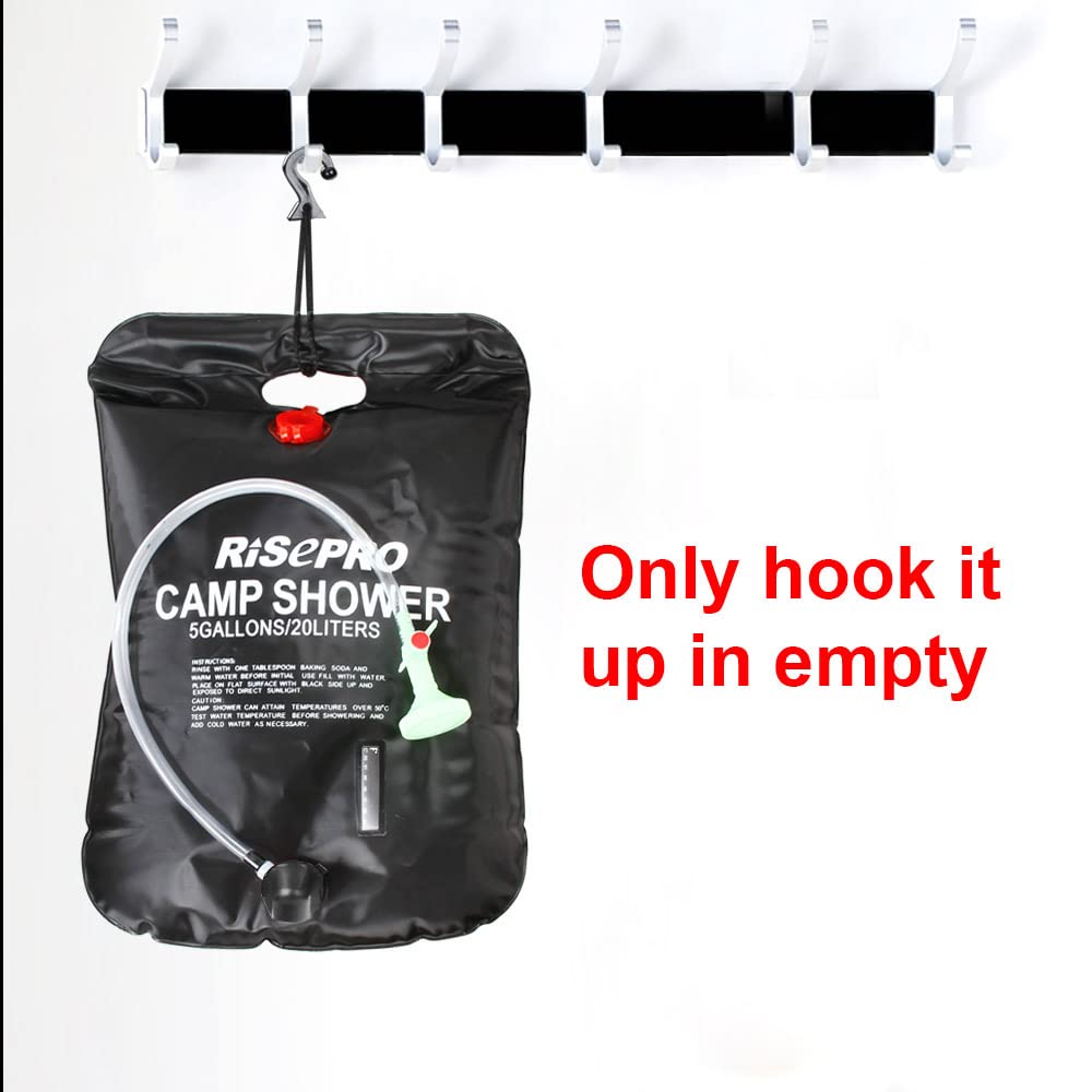RISEPRO Solar Shower Bag, 5 gallons/20L Solar Heating Camping Shower Bag Temperature Indicator Hot Water 45°C Hiking Climbing C1004