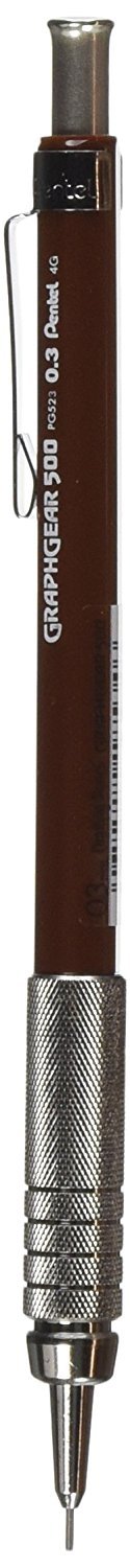 Pentel GraphGear 500 Mechanical Drafting Pencil, (0.3mm), Extra Fine Line, Brown Barrel (PG523E)