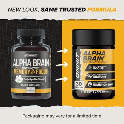 ONNIT Alpha Brain Nootropic Brain Supplement for Men & Women | Memory, Mental Clarity & Cognitive Improvement | Focus Capsules with L-Theanine, Vitamin B6 & Phosphatidylserine (30 Count)