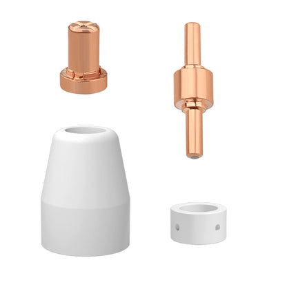 Plasma Cutter Consumables fits CUT40 CUT50 with Plasma Cutter Torch PT31 LG40 for RBC-4000/4500/5000D 40 PCS Nozzle Electrode Extended Long Tip Shroud Shield Cup