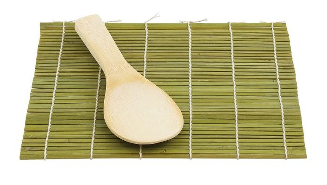 JapanBargain 3664, Sushi Making Kit Bamboo Roller Rolling Mat and Rice Paddle Scoop Set