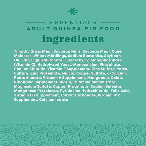 Oxbow Essentials Guinea Pig Food, Adult Guinea Pig, Made with Oxbow Timothy Hay, Pet Food Pellets with Vitamin C, Small Animal Pet Products, Made in USA, High Fiber, 5 lb. bag