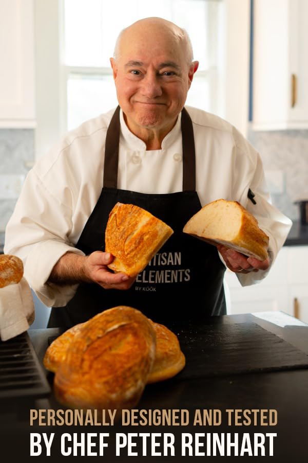 KooK Dutch Oven, Oven for Sourdough Bread Baking, with Lid, Dual Handles, Enameled Cast Iron, includes Lid Lever, Great for Baking Bread, Cooking and Roasting, Dishwasher Safe, 3.4 Qt, Black