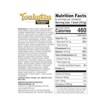 Nongshim Tonkotsu Ramen with Kuromayu Noodle Big Bowl, 3.56 Ounce (Pack Of 6)