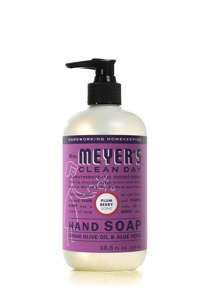 Mrs. Meyer's Clean Day Liquid Hand Soap 6 Scent Variety, Lavender, Rainwater, Oat Blossom, Plumberry, Lemon Verbena, Basil, 12.5 oz, 6 Count