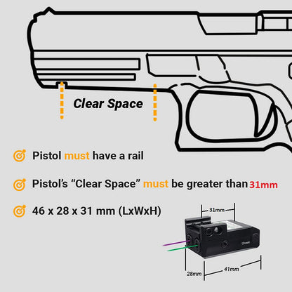 HiLight - Tactical P3PG - 500 Lumens Strobe Flashlight & Dual (Purple, Green) Laser w/Aircraft Grade Aluminum & Rechargeable USB Battery - Extension Rail Mount Light & Dual Laser Class of IIIA, <5mW
