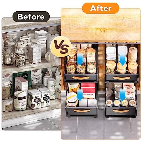 Pull out Cabinet Organizer Fixed with Adhesive Nano Film,Heavy Duty Slide out Pantry Shelves Drawer Storage,Sliding Mesh Cabinet Basket with Handle for Kitchen, Bathroom,Home, 11.8"W X15.7"D X6.2"H