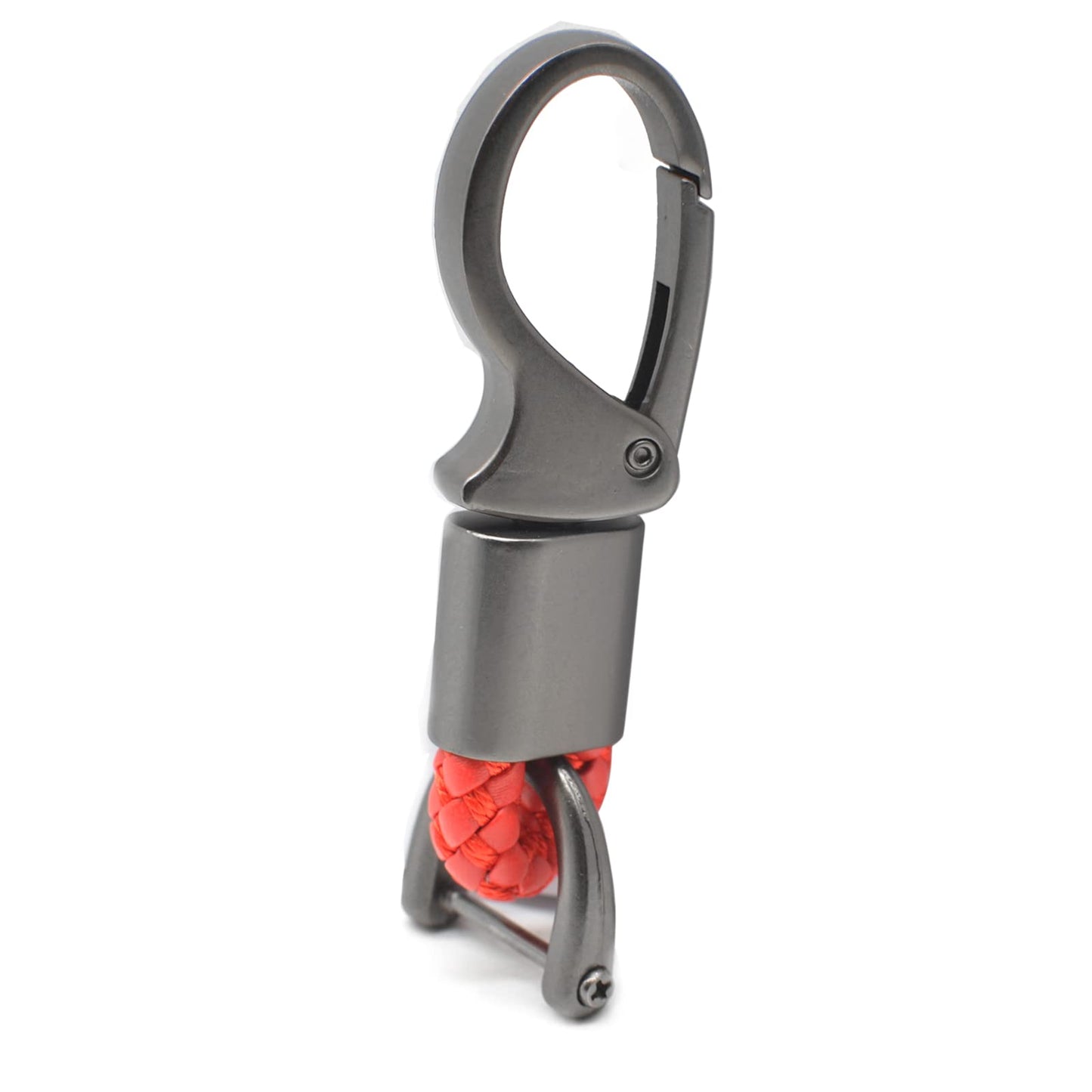 EYANBIS Car Key Fob Keychains Leather Holder Key Chain Sturdy Metal with D-Ring for Men and Women, 1 Pack Red, 360 Degree Rotatable, with Screwdriver