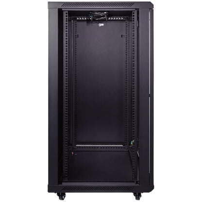 NavePoint 22U Server Cabinet Wall Mount Rack Enclosure with Caster Wheels, 2 Fans, Locking Glass Door, Removable Side Panels – 22U Network Cabinet 23.6” Deep, 19” Server Rack for A/V Equipment
