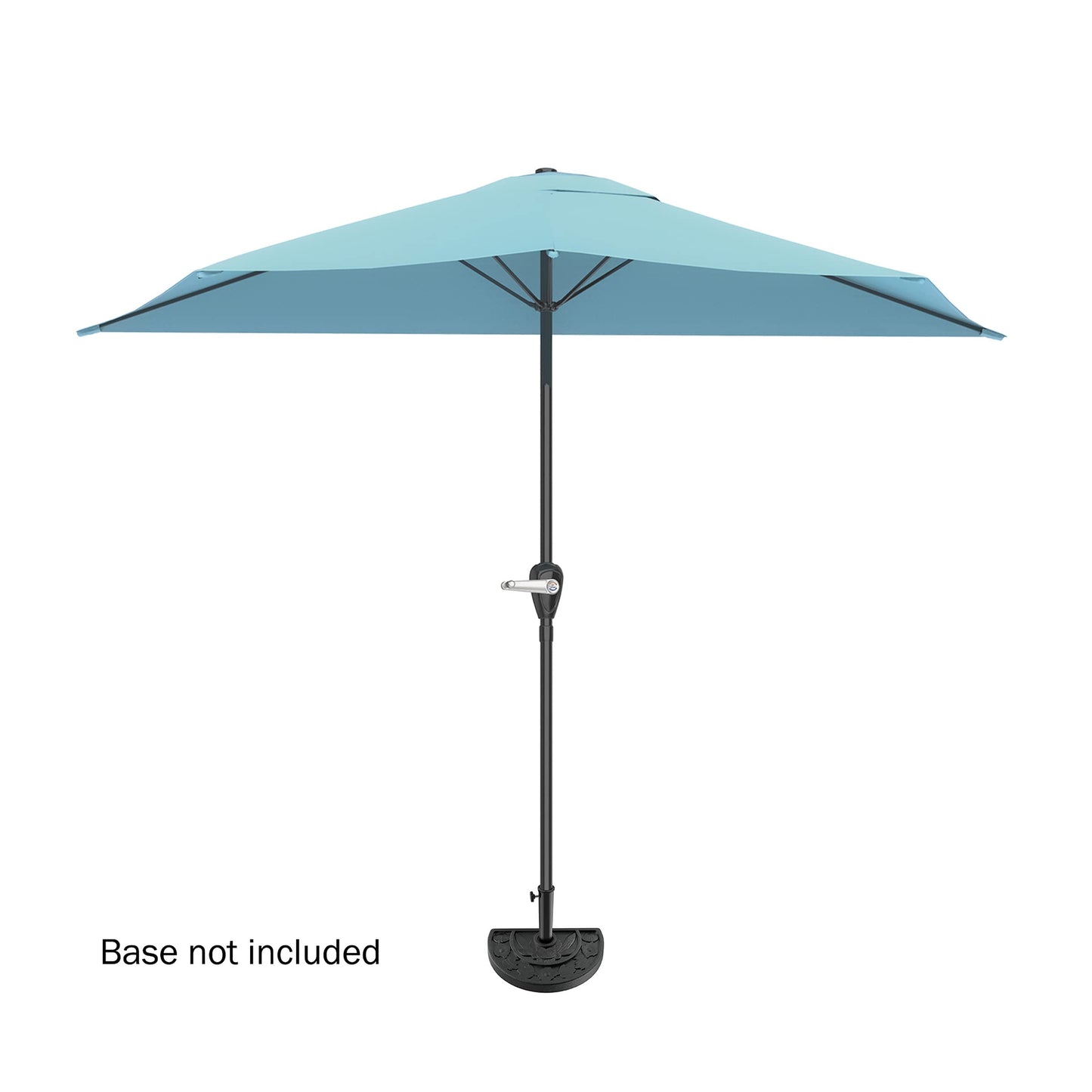 Half Umbrella Outdoor Patio Shade - 9 ft Patio Umbrella with Easy Crank - Small Canopy for Balcony, Table, or Deck by Pure Garden (Blue)