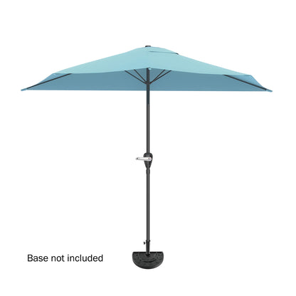Half Umbrella Outdoor Patio Shade - 9 ft Patio Umbrella with Easy Crank - Small Canopy for Balcony, Table, or Deck by Pure Garden (Blue)