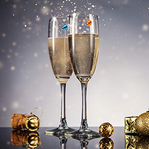 24 Pieces Wine Glass Charms Crystal Magnetic Drink Markers for Wine Glass Champagne Flutes Cocktails Martinis, Colorful
