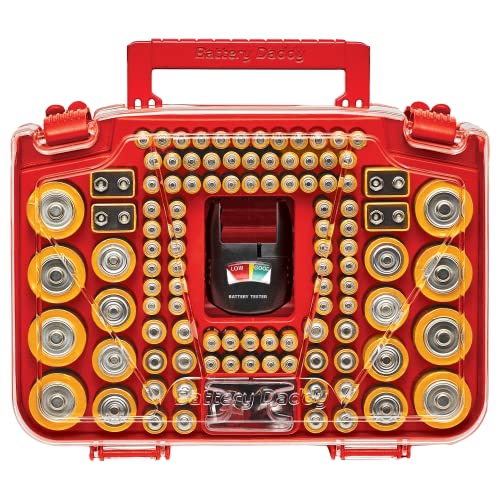 Ontel Battery Daddy Smart - Battery Organizer Storage Case with Tester, Stores & Protects Up to 150 Batteries, Clear Locking Lid, As Seen On TV, Smart - 150 Batteries (BADAS-MC4)