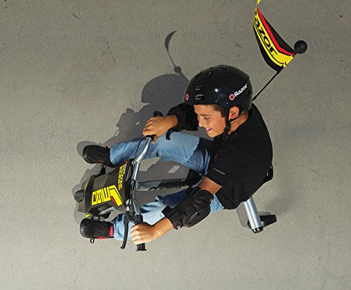 Razor Power Rider 360 9 MPH Drifting Trike Ride-On Electric Powered Tricycle, Black, Yellow