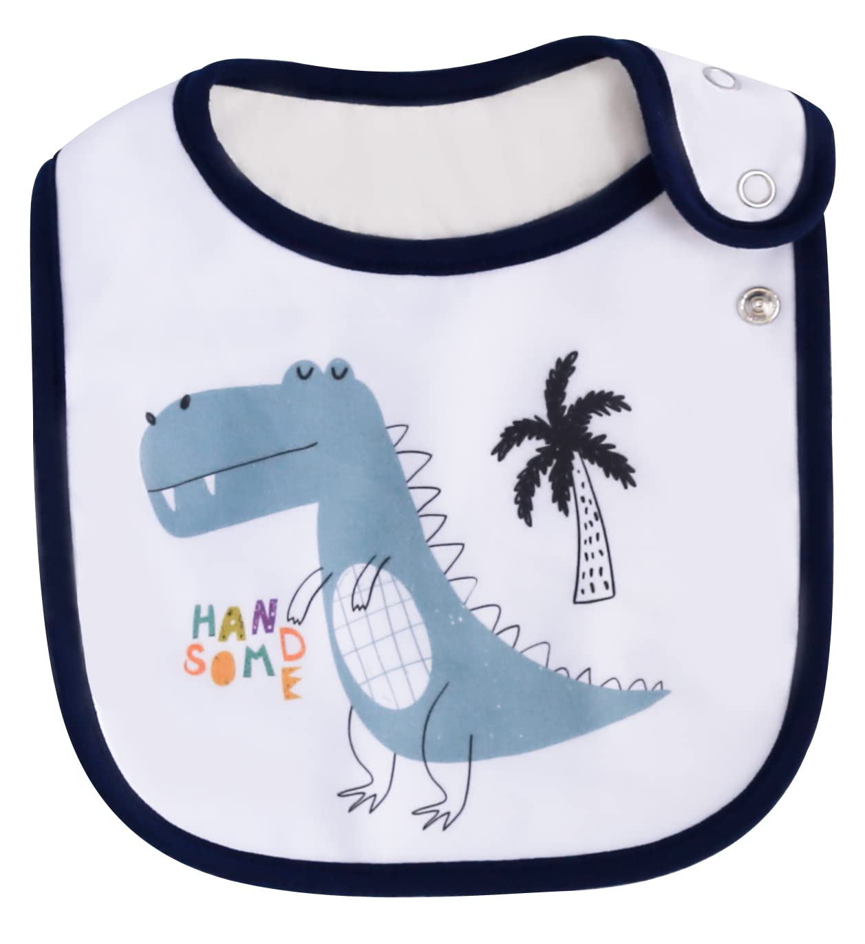 Maiwa 6 Pack Waterproof Cotton Baby Bibs for Girls Boys for Drooling Eating with Adjustable Buttons