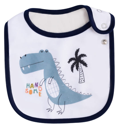 Maiwa 6 Pack Waterproof Cotton Baby Bibs for Girls Boys for Drooling Eating with Adjustable Buttons