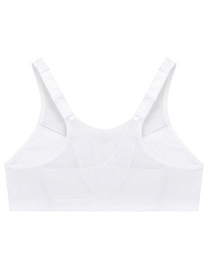 Glamorise Full Figure Plus Size MagicLift Front-Closure Posture Back Bra Wirefree #1265 White 42DD