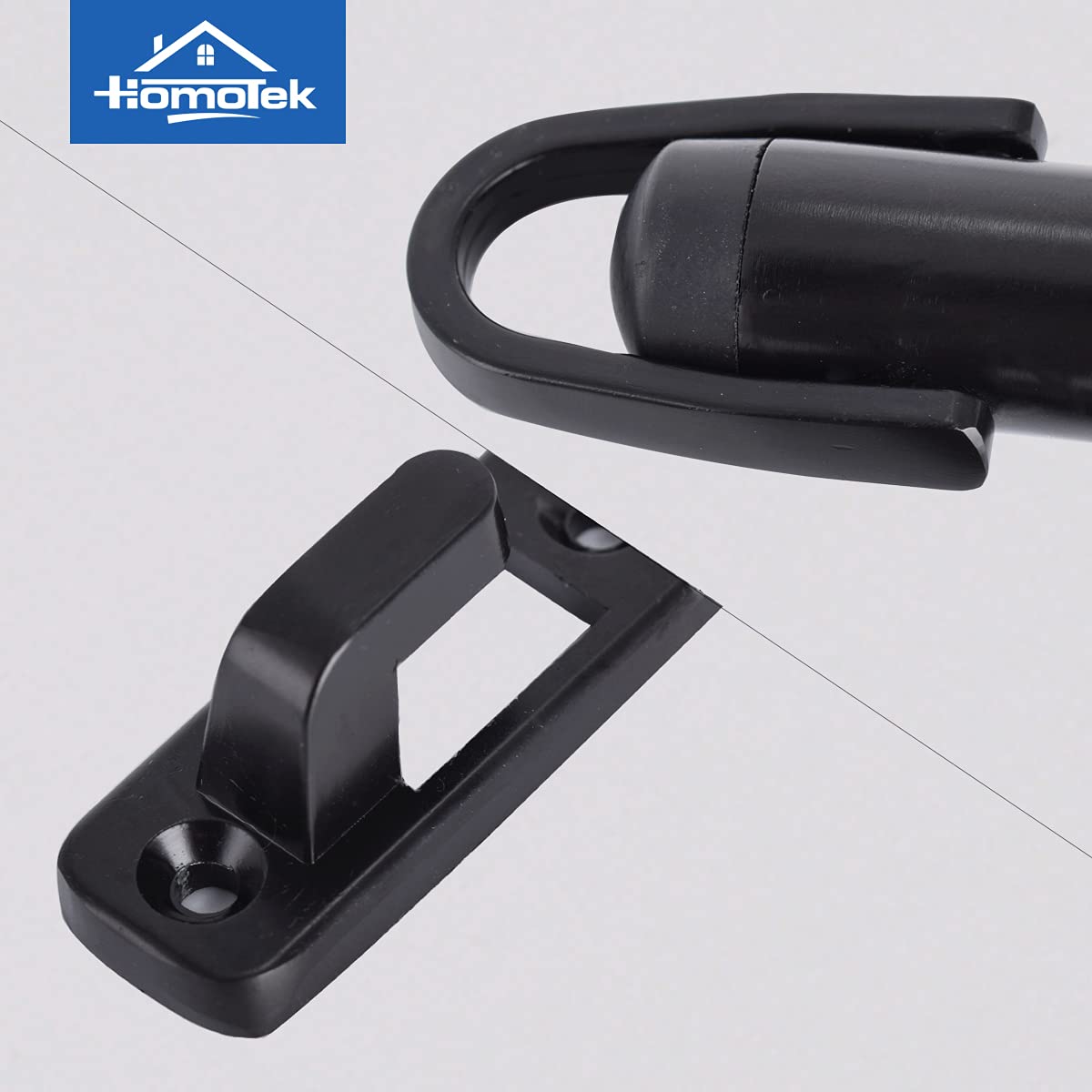 HOMOTEK 2 Pack Heavy Duty Door Stopper with Manual Hook,Door Holder Stop with Sound Dampening Rubber Bumper Wall Mounted, Black
