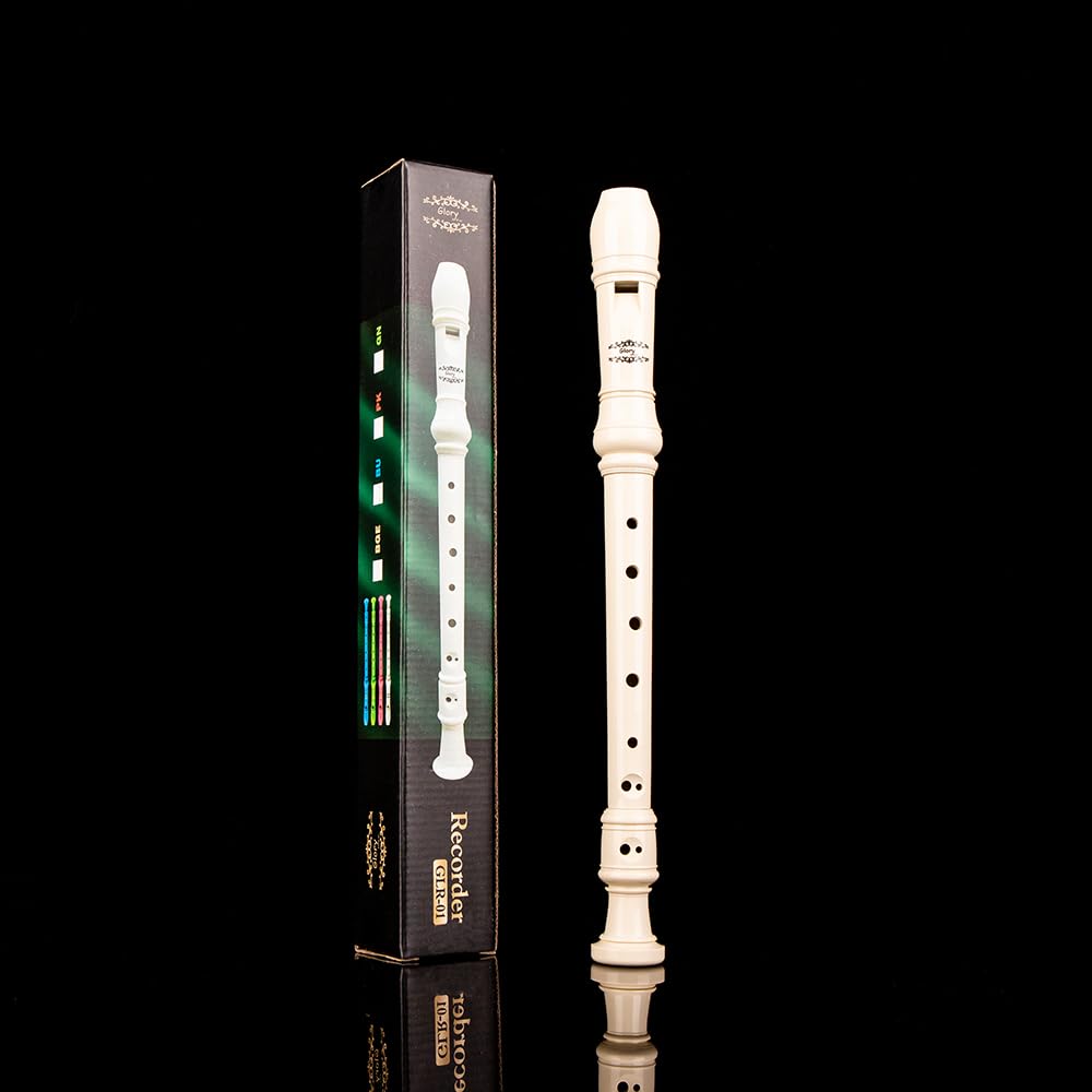 Glory Soprano Recorder Instrument for Beginner, German Fingering C Key Recorder Instrument,Beige