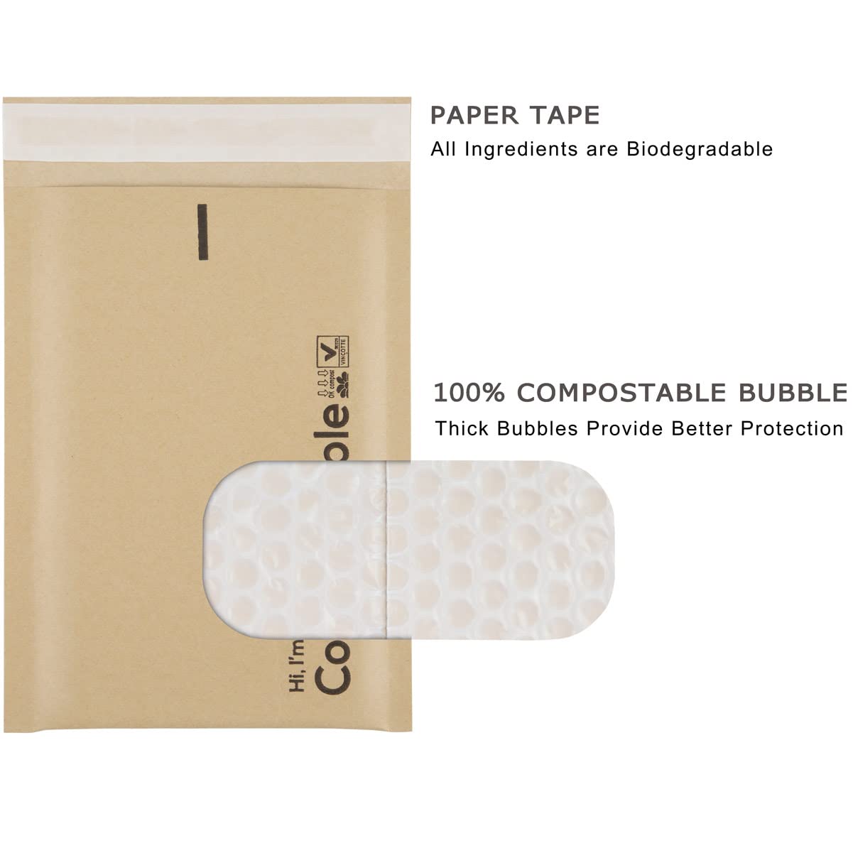 6x10 100% Biodegradable Bubble Mailers,25 Count Kraft Brown #0 Compostable Padded Packaging Wrap Envelopes Pouches Eco Friendly Self Seal Bags