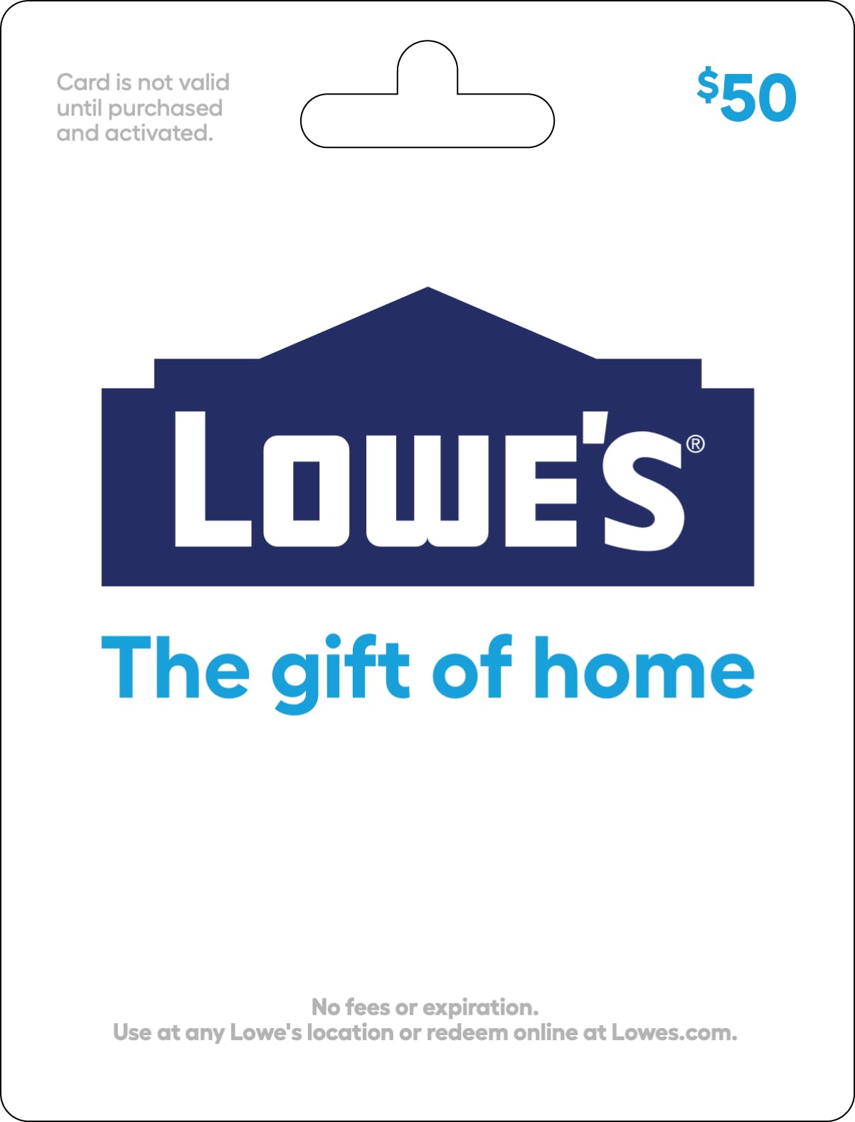Lowe's Physical Gift Card - $50