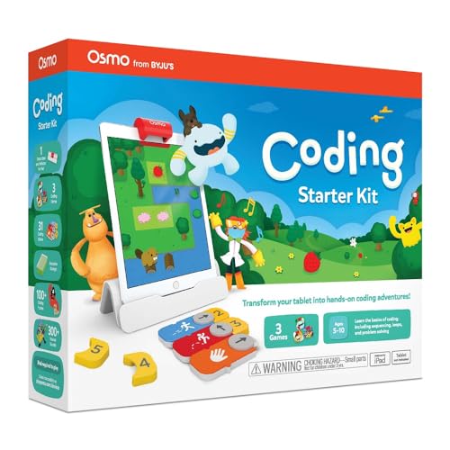 Osmo - Coding Starter Kit for iPhone & iPad-3 Educational Learning Games-Ages 5-10+ Learn to Code, Basics Puzzles-STEM Toy-Logic, Fundamentals(Osmo iPad/iPhone Base Included)