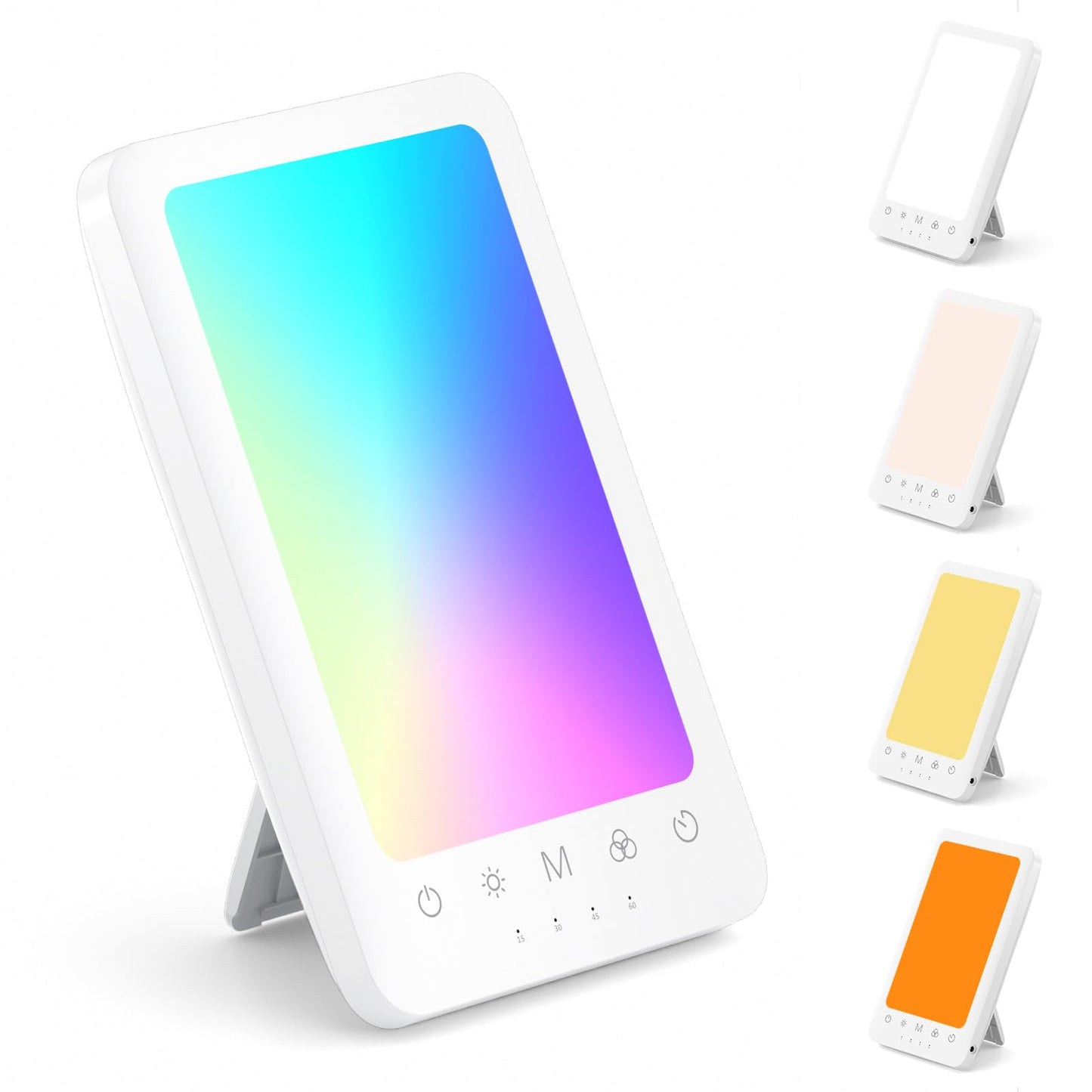 LASTAR Light Therapy Lamp, 10000 Lux Sun Therapy Light with 4 Color Temperature & 11 Colored Lights, Portable Sunlight Lamp with Adjustable Brightness/Timer/Memory