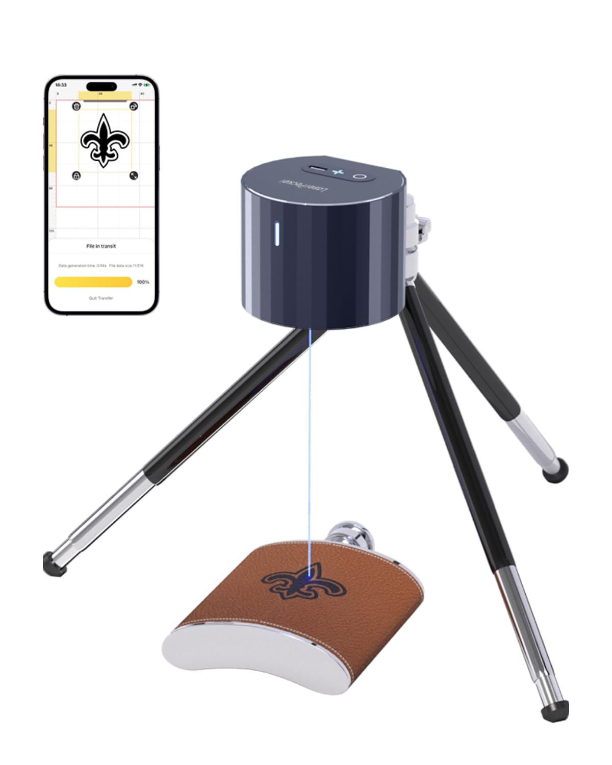 LaserPecker LP1 Pro Laser Engraver for Beginners, Mini Portable Laser Engraving Machine for Wood/Leather/Felt, 190g Lightweight, 10,000+ Hour Lifespan, Laser Safety Glasses Included, Basic Set